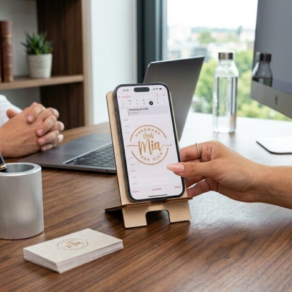 Handy Mobile Phone halterung Firmenlogo, Holz, Geschenk
