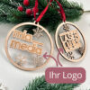 Weihnachtskugeln mit Wunsch-Logo - aus Holz