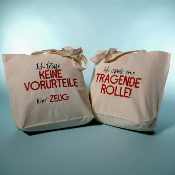 Baumwolltaschen, Humorvoll, Spruch: Ich trage KEINE VORURTEILE nur ZEUG, Ich spiele eine TRAGENDE ROLLE