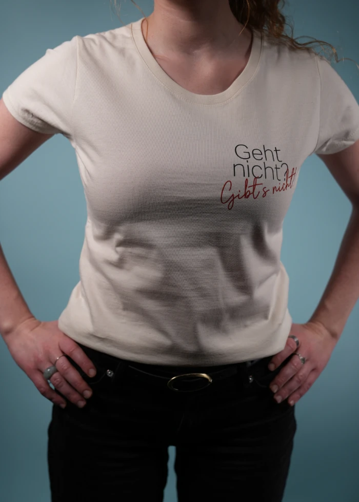Damenshirt, Spruch"Geht nicht gibts nicht", Fanartikel, Baumwolle, Bequem, Statement-Shirt, Humorvoll, unverwechselbar